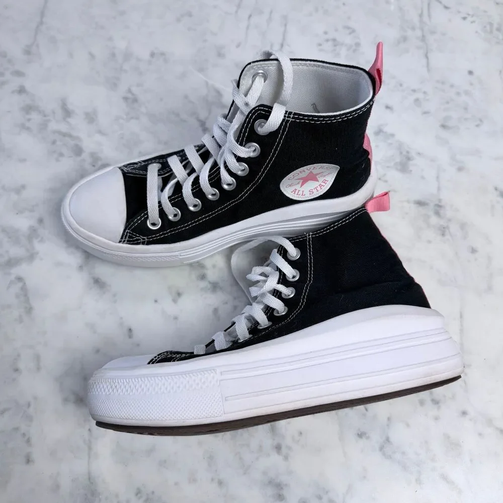 Converse Chuck Taylor All Star Move Hi - Black Pink White Platform 5.5